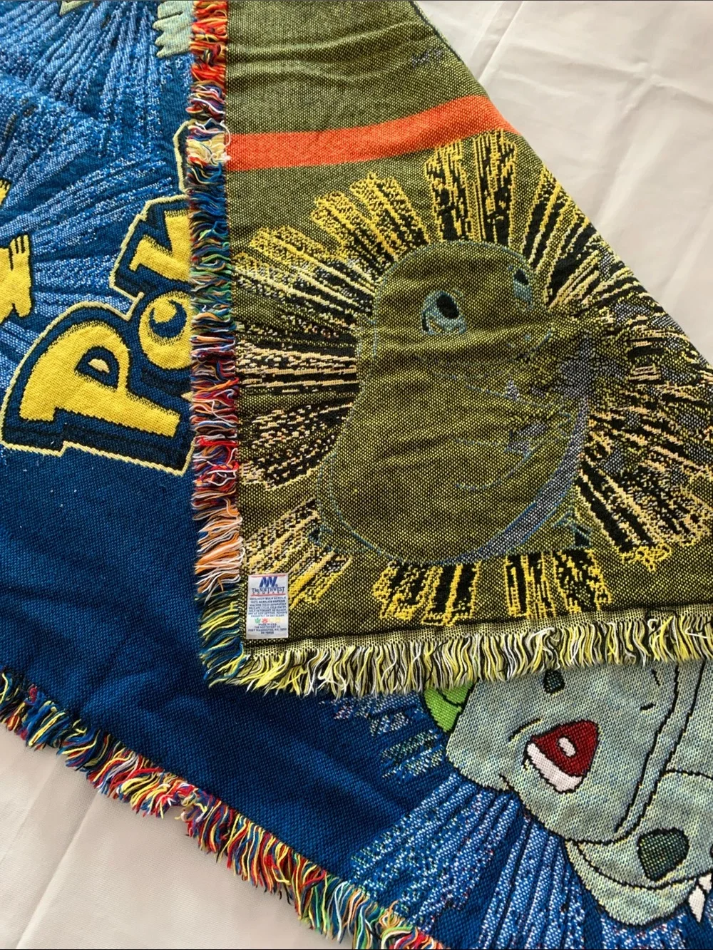 Pokemon Blue Multicolor Pikachu Squirtle Bulbasaur Charmander Woven Throw